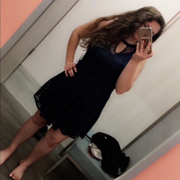 As U Wish Dresses & Skirts - Dark Blue Lace Dress